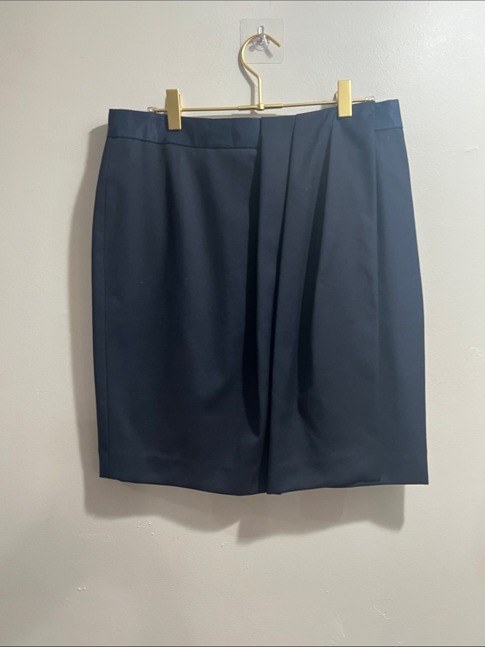 Lafayette 148 New York Navy Pencil Skirt with Front Pleat
